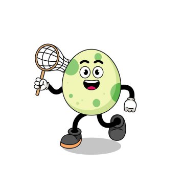 Benekli yumurta kelebek yakalıyor, karakter tasarımı.