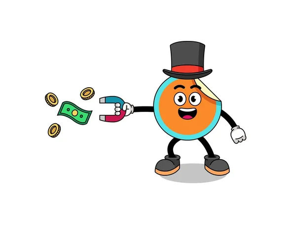 Character Illustration Sticker Catching Money Magnet Character Design — Stock Vector