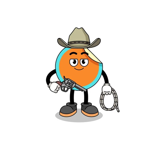Karakter Mascotte Van Sticker Als Cowboy Karakter Ontwerp — Stockvector