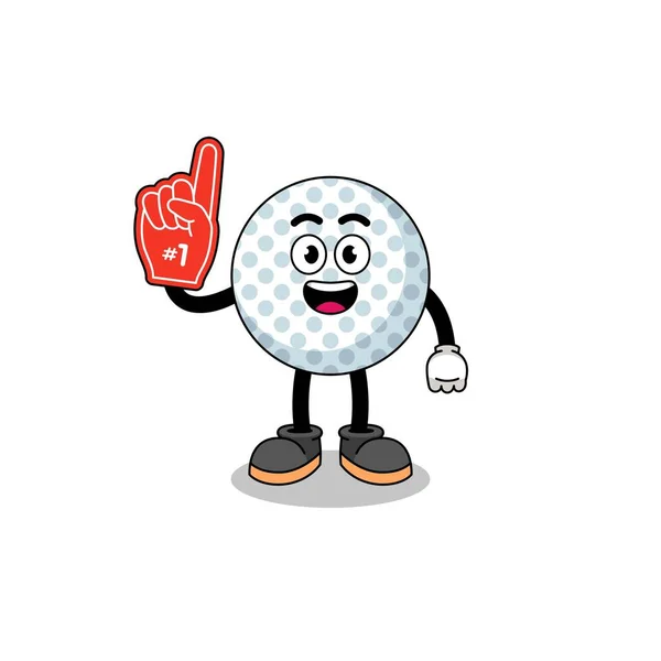 ゴルフボールナンバー1ファンの漫画マスコット キャラクターデザイン — ストックベクタ
