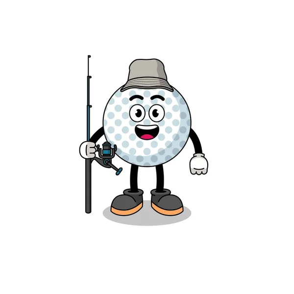 Mascotte Illustration Pêcheur Balle Golf Character Design — Image vectorielle