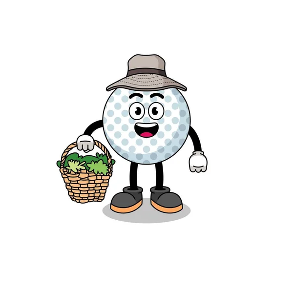 Caractère Illustration Balle Golf Tant Herboriste Character Design — Image vectorielle