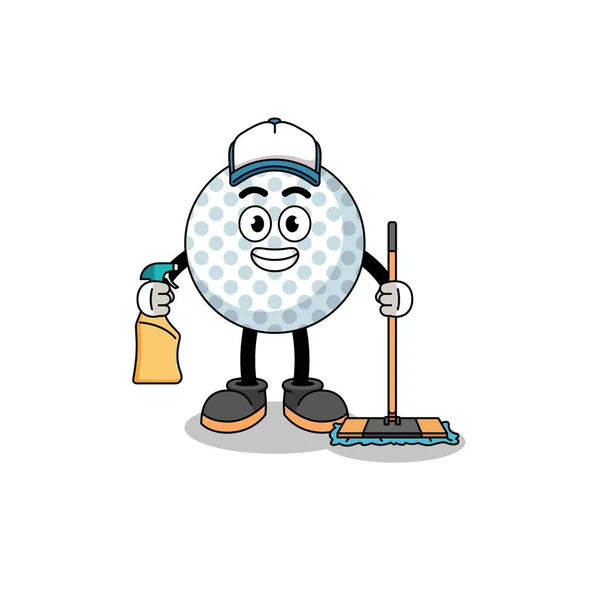 Personaje Mascota Pelota Golf Como Servicios Limpieza Diseño Caracteres — Archivo Imágenes Vectoriales