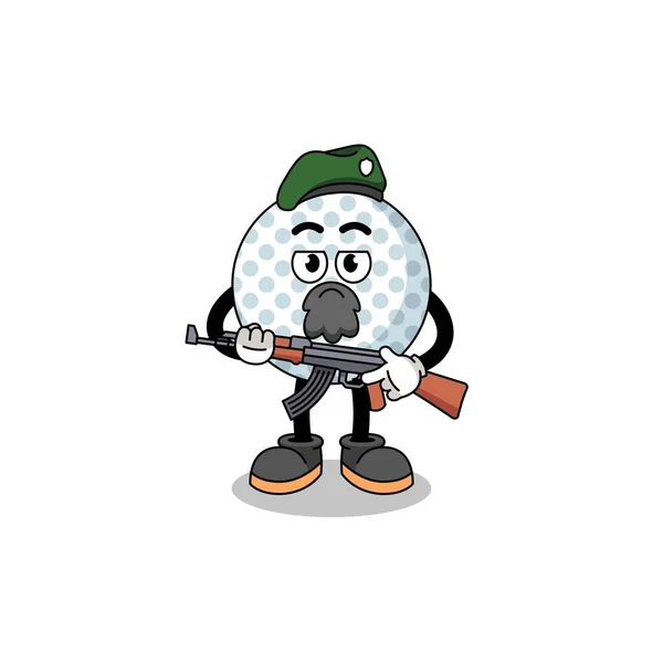 Character Cartoon Golf Ball Special Force Character Design — Stock Vector
