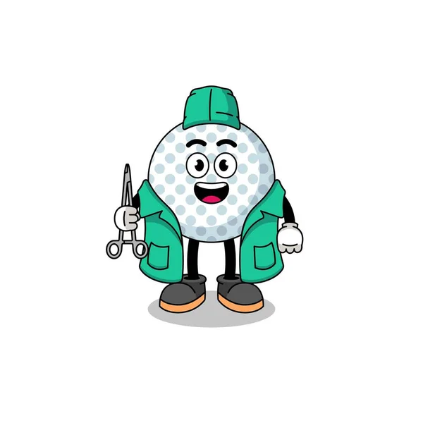 Ilustración Mascota Pelota Golf Como Cirujano Diseño Personajes — Vector de stock