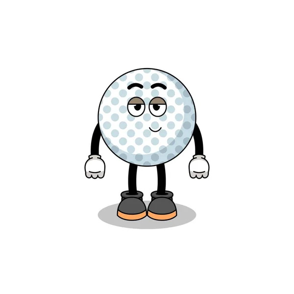Golf Ball Cartoon Couple Shy Pose Character Design — Stock Vector