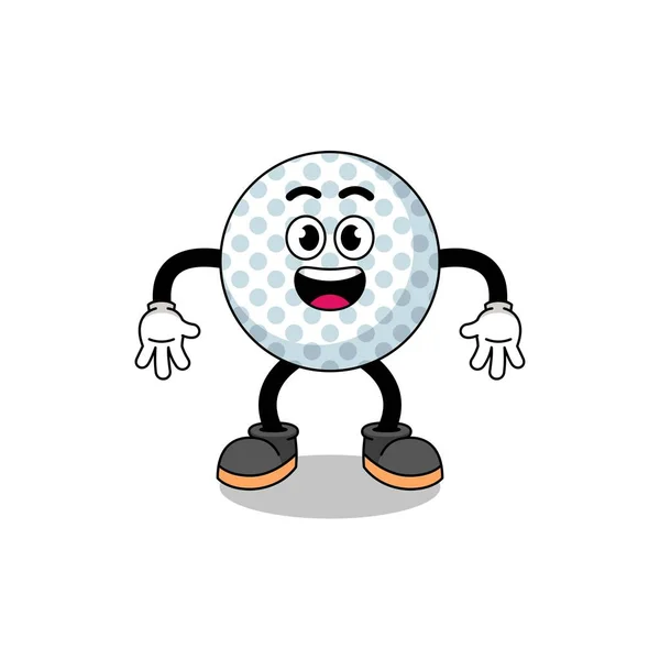 Golfball Cartoon Mit Überraschter Geste Charakterdesign — Stockvektor