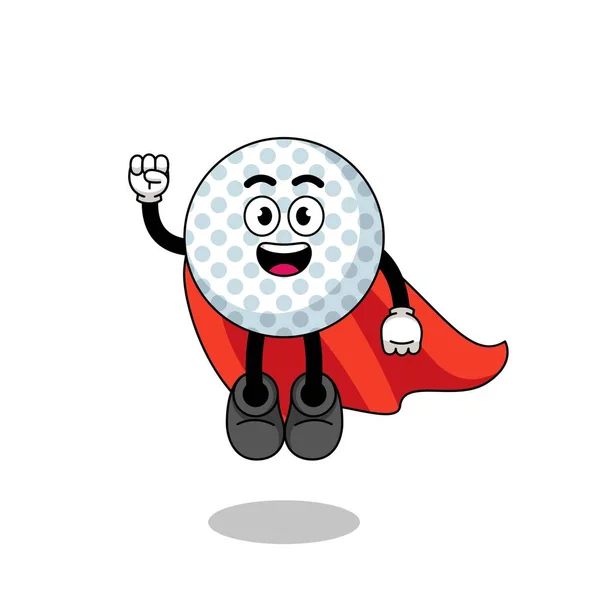 Dessin Animé Balle Golf Avec Super Héros Volant Character Design — Image vectorielle