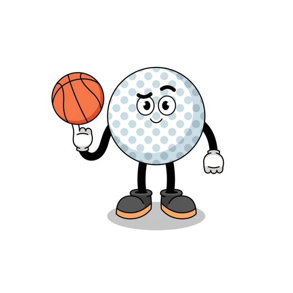 Golf Boll Illustration Som Basketspelare Karaktär Design — Stock vektor