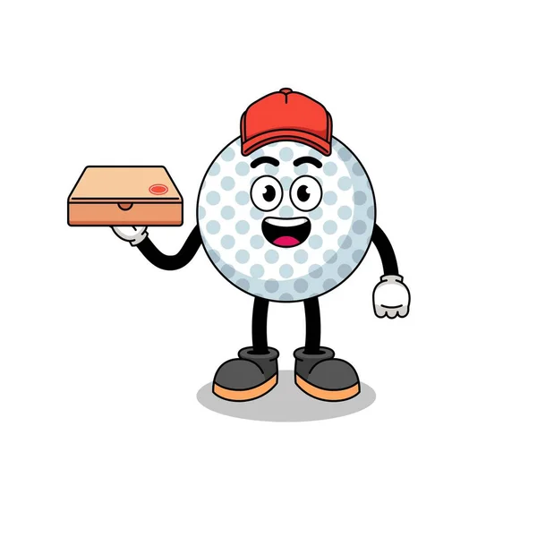 Illustration Balle Golf Comme Livreur Pizza Character Design — Image vectorielle
