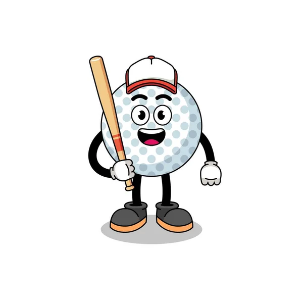 Pelota Golf Mascota Dibujos Animados Como Jugador Béisbol Diseño Personajes — Archivo Imágenes Vectoriales