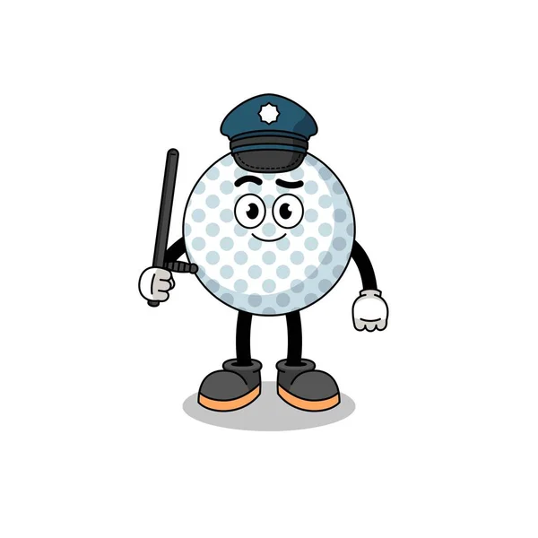 Cartoon Illusztráció Golf Labda Rendőrség Karakter Design — Stock Vector