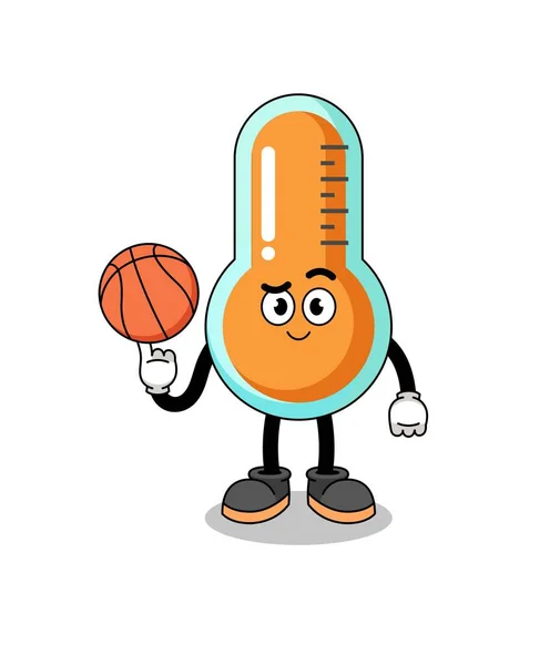 Termómetro Ilustración Como Jugador Baloncesto Diseño Personajes — Vector de stock