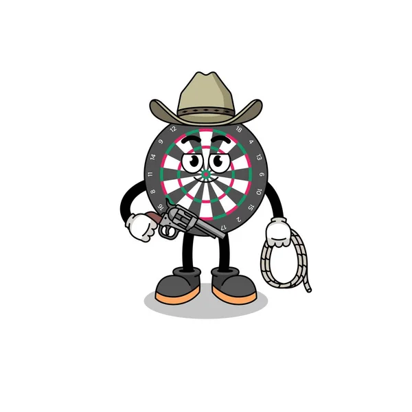 Carattere Mascotte Del Bersaglio Dardo Come Cowboy Character Design — Vettoriale Stock