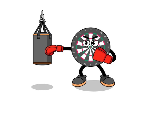 Ilustración Tablero Dardos Boxeador Diseño Personajes — Archivo Imágenes Vectoriales