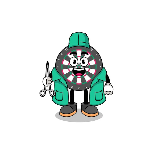 Illustration Dart Board Mascot Surgeon Character Design — Stock Vector