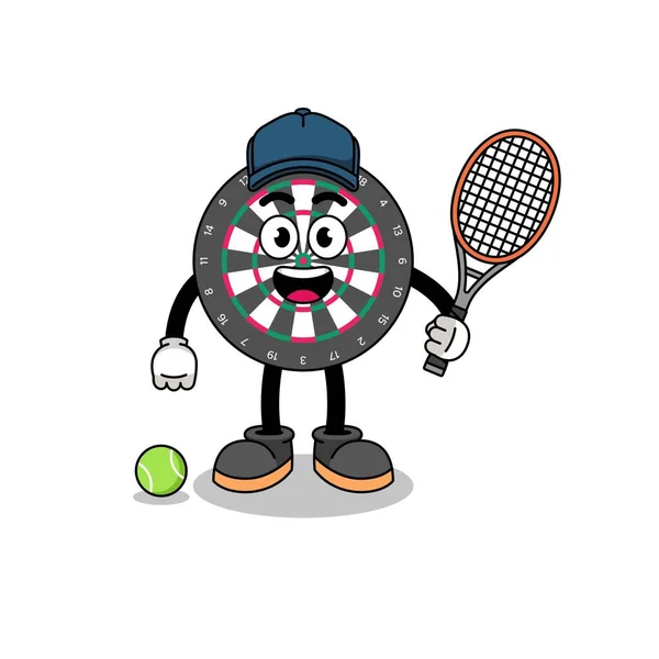 Dartscheibe Illustration Als Tennisspieler Charakter Design — Stockvektor