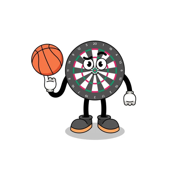 Darttavla Illustration Som Basketspelare Teckendesign — Stock vektor
