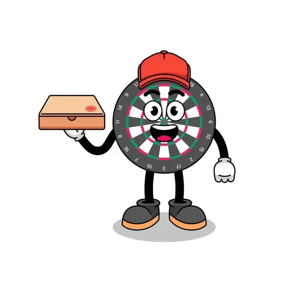 Dart Board Illustration Pizza Deliveryman Character Design — Stock Vector