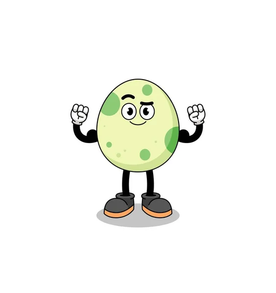 Mascot Cartoon Spotted Egg Posing Muscle Character Design — Stock Vector