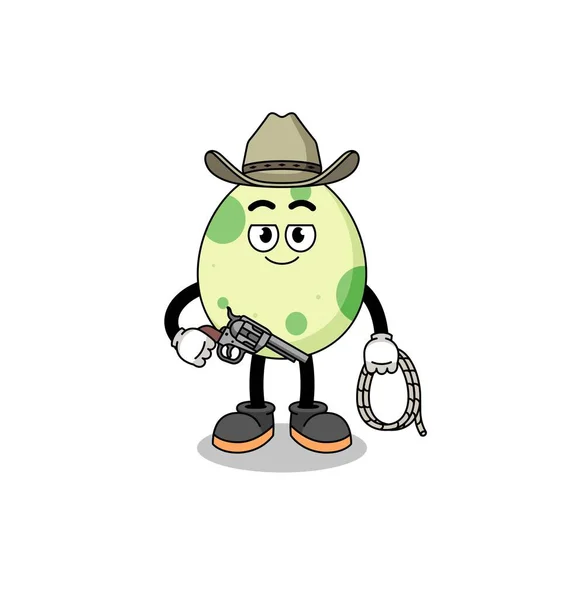 Mascote Personagem Ovo Manchado Como Cowboy Design Personagem — Vetor de Stock