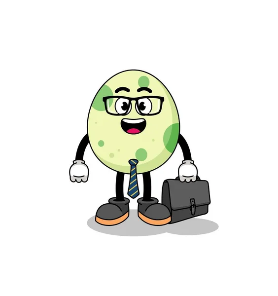 Manchado Huevo Mascota Como Hombre Negocios Diseño Personajes — Vector de stock
