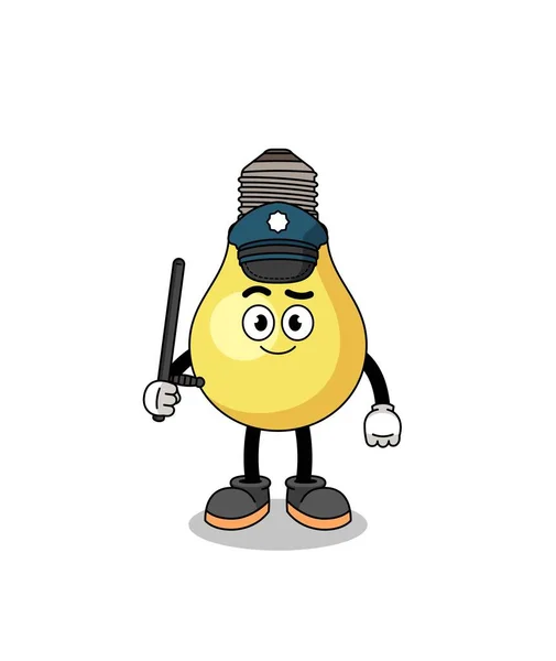 Cartoon Illustration Der Glühbirne Polizei Charakter Design — Stockvektor