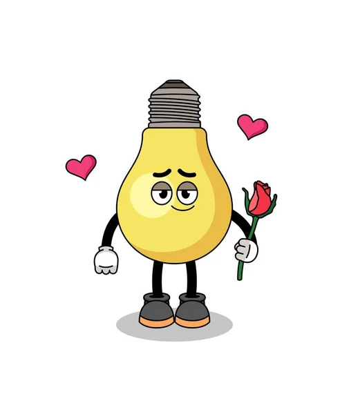 Mascotte Ampoule Tombant Amour Character Design — Image vectorielle