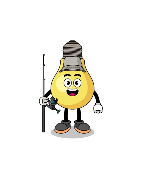 マスコット電球漁師のイラスト キャラクターデザイン — ストックベクタ