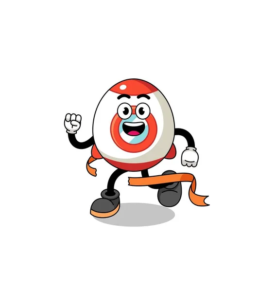 Mascot Cartoon Rocket Running Finish Line Character Design — Stock Vector