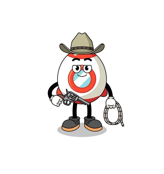 火箭作为牛仔的特征吉祥物 角色设计 — 图库矢量图片