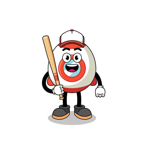 Mascotte Fusée Dessin Animé Tant Que Joueur Baseball Character Design — Image vectorielle