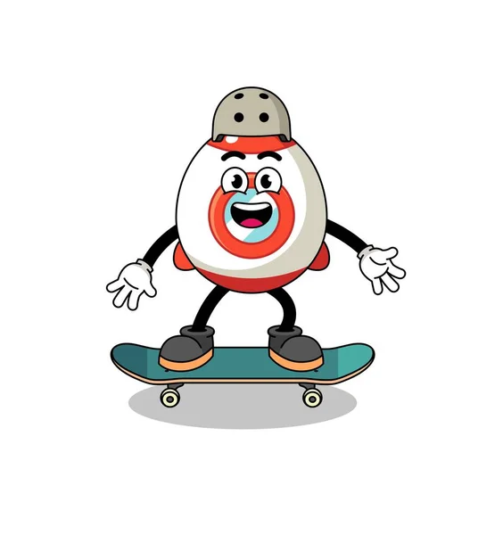 Μασκότ Πυραύλων Παίζει Ένα Skateboard Σχεδιασμός Χαρακτήρα — Διανυσματικό Αρχείο