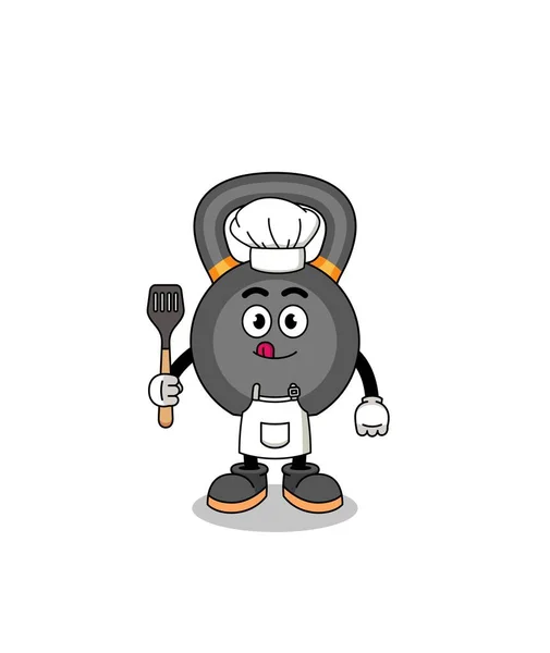 Mascotte Illustration Kettlebell Chef Character Design — Image vectorielle