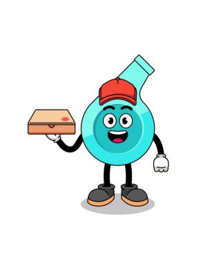 Pizza dağıtıcısı olarak ıslık illüstrasyonu, karakter tasarımı