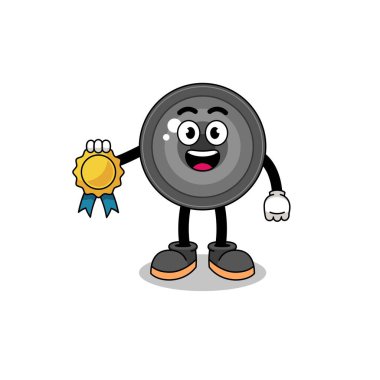 Kamera merceği karikatür çizimi memnuniyet garantili madalya, karakter tasarımı