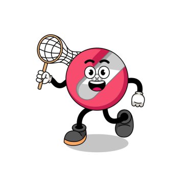 Kelebek yakalayan bileyiciyim. Çizgi film maskotu.