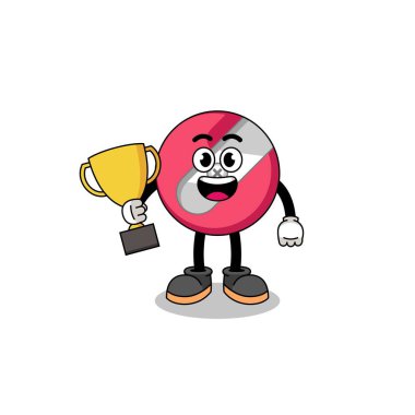 Kalem açacağı elinde bir karikatür maskotu tutuyor.