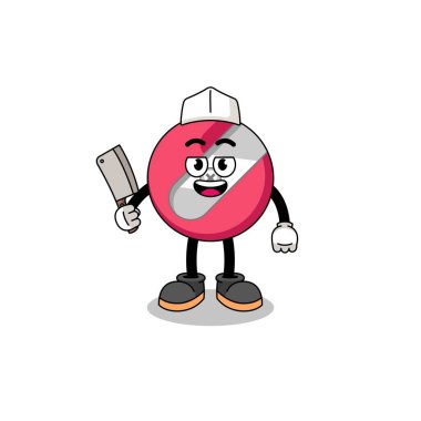 Kasap maskot çizgi filmi gibi bileyiciydi.