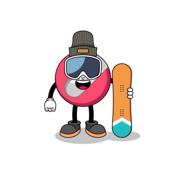 f kalem açacağı snowboard oyuncusu maskot çizgi filmi o