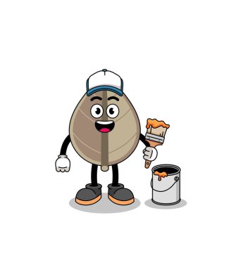 Bir ressam olarak kurumuş yaprağın karakter maskotu, karakter tasarımı