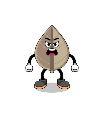 Kızgın ifade ile kurumuş yaprak çizimi, karakter tasarımı