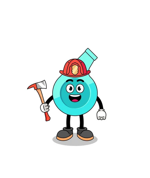 Cartoon Mascot Whistle Firefighter Character Design — Stock Vector