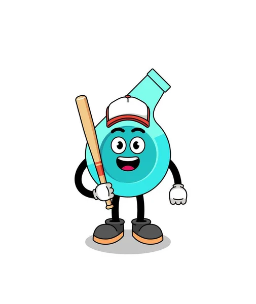 Sifflet Mascotte Dessin Animé Tant Que Joueur Baseball Character Design — Image vectorielle