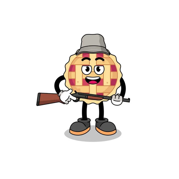 Cartoon Illustration Apple Pie Hunter Character Design — 스톡 벡터