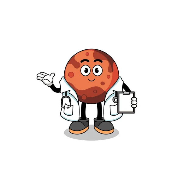 Mascote Dos Desenhos Animados Marte Planeta Médico Design Caráter — Vetor de Stock