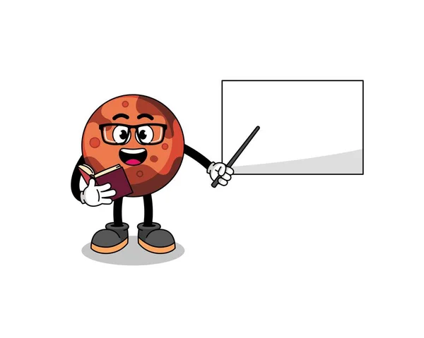 Mascot Cartoon Mars Planet Teacher Character Design — Stock Vector