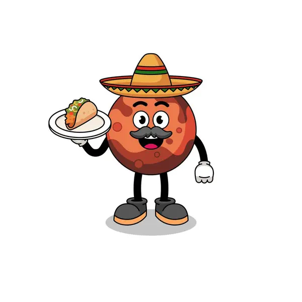 Desenhos Animados Personagens Mars Planet Como Chef Mexicano Design Personagens — Vetor de Stock