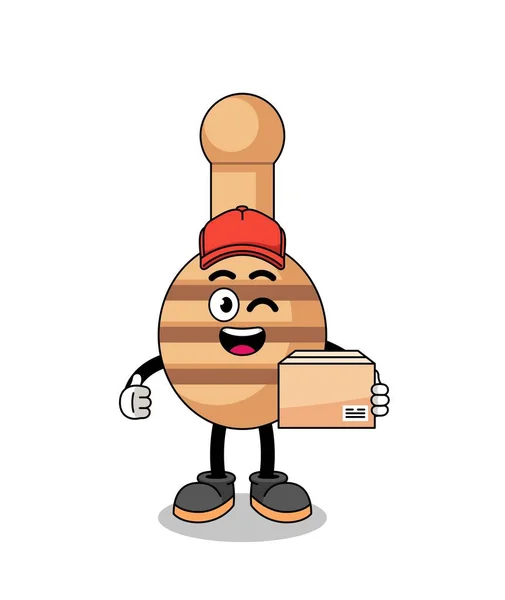 Honing Dipper Mascotte Cartoon Als Een Koerier Karakter Ontwerp — Stockvector