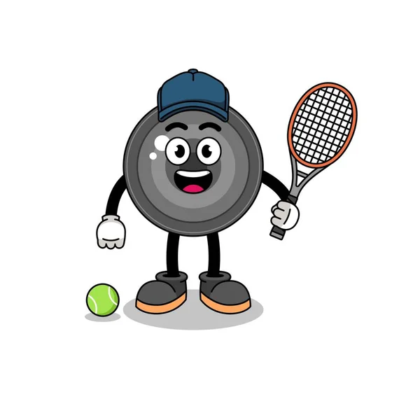 Kameralinse Illustration Als Tennisspieler Charakterdesign — Stockvektor